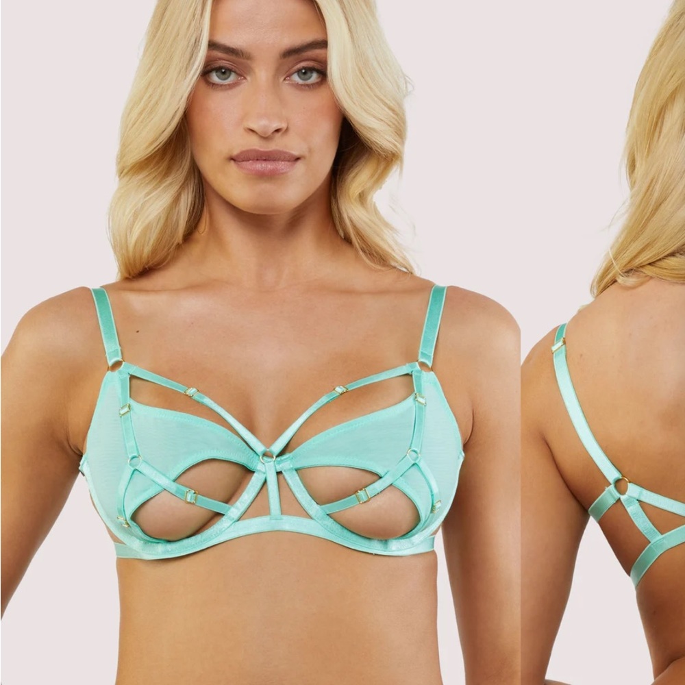 Wolf & Whistle Mint Green Strappy Cutout Bra 36B NWT